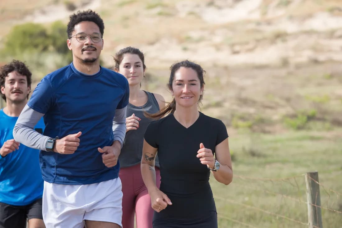 A group of runners training together