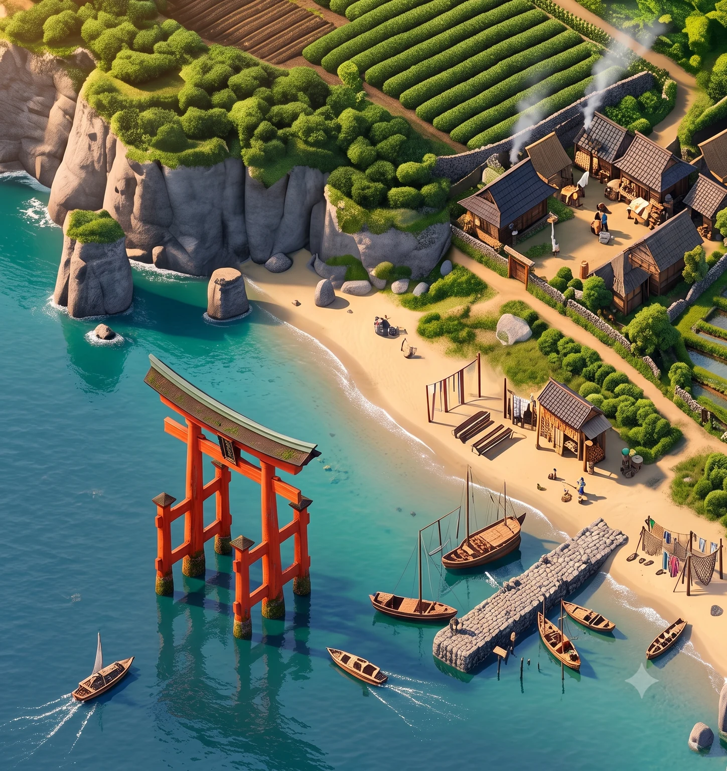 The great torii in the sea, first stage of the painted map
